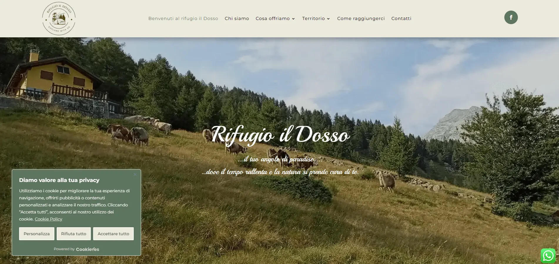 Home page del sito Rifugio il dosso